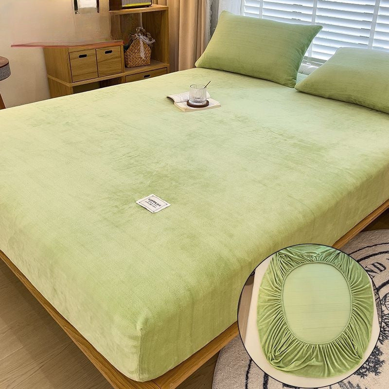 KTX-201811 Milk Fiber All-Inclusive Non-Slip Velvet Fitted Sheet Set - Multiple Sizes Available