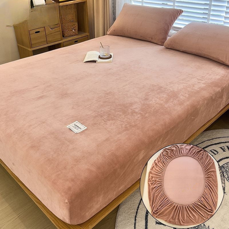 KTX-201811 Milk Fiber All-Inclusive Non-Slip Velvet Fitted Sheet Set - Multiple Sizes Available