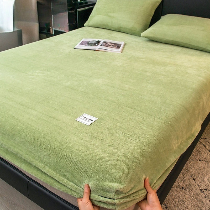 KTX-201811 Milk Fiber All-Inclusive Non-Slip Velvet Fitted Sheet Set - Multiple Sizes Available