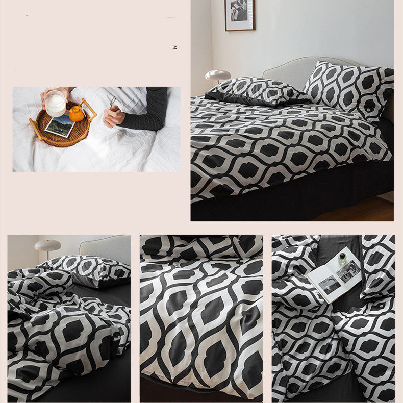 KTX-202323 Xinjiang Long-Staple Cotton Geometric Pattern Bedding Set – 4 Pieces, Modern Minimalist Design
