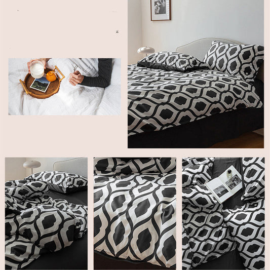 KTX-202323 Xinjiang Long-Staple Cotton Geometric Pattern Bedding Set – 4 Pieces, Modern Minimalist Design