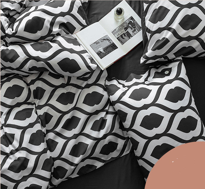 KTX-202323 Xinjiang Long-Staple Cotton Geometric Pattern Bedding Set – 4 Pieces, Modern Minimalist Design