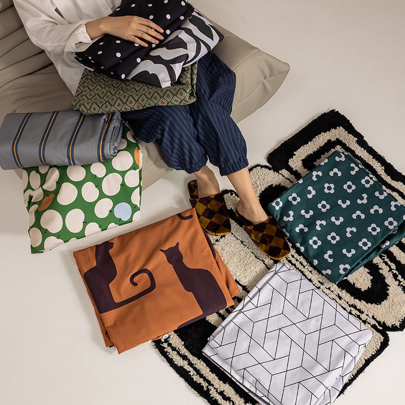 KTX-202323 Xinjiang Long-Staple Cotton Geometric Pattern Bedding Set – 4 Pieces, Modern Minimalist Design