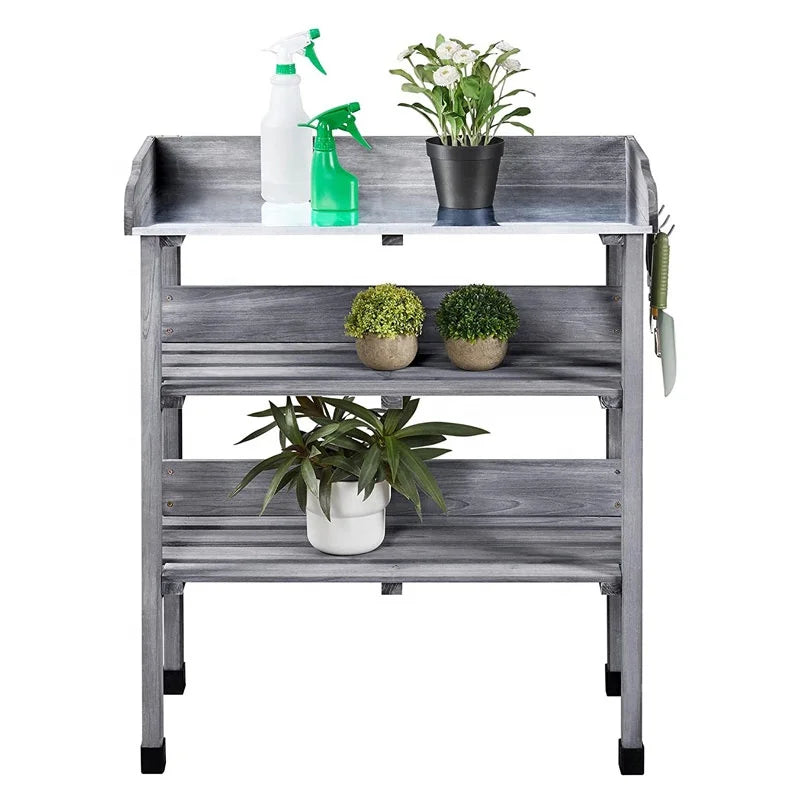 KTX-202515 Wooden Potting Table for Garden Outdoor Decoration