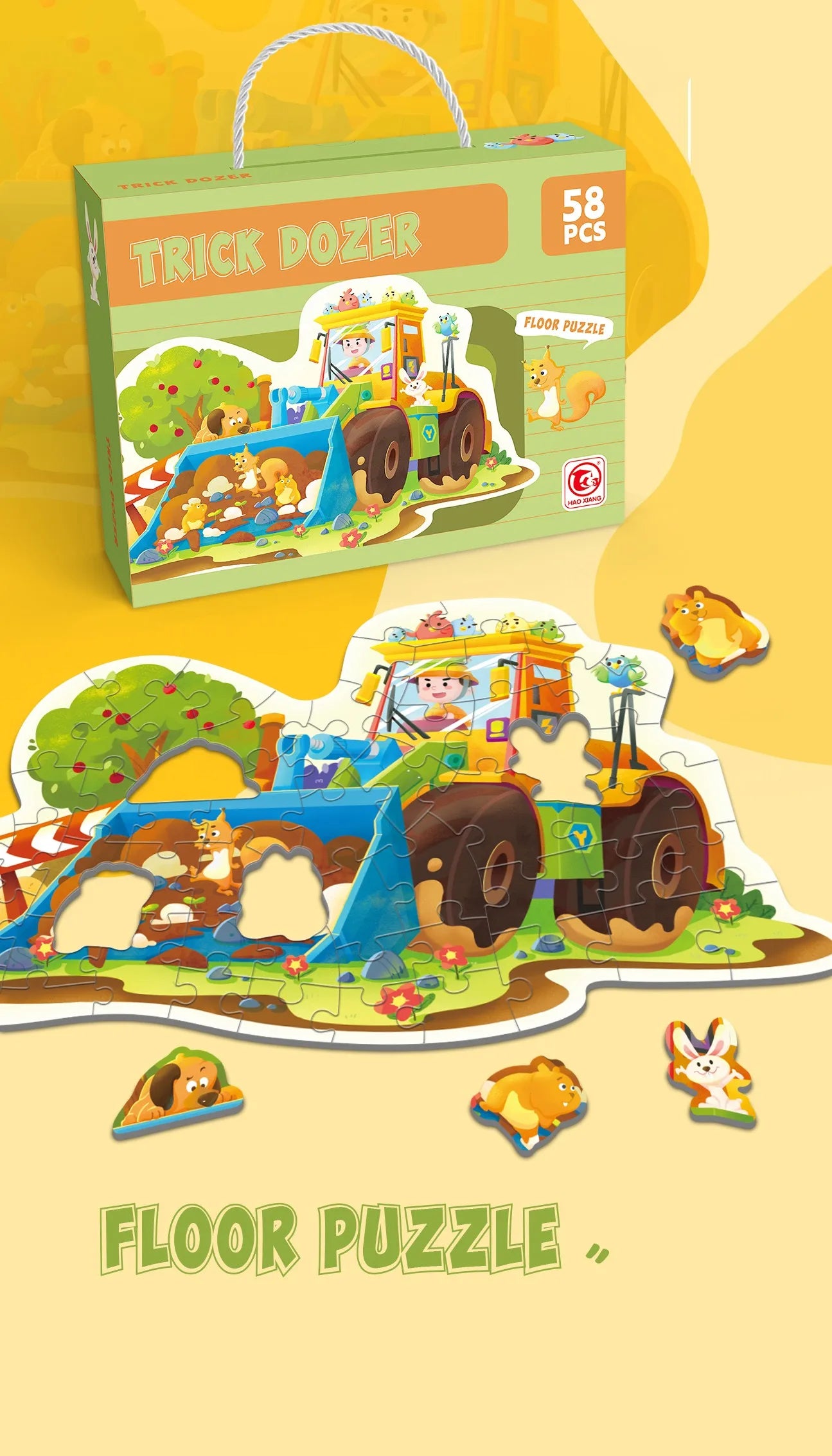 KTX-202835 Large Educational Floor Puzzle for Kids - 100 Cartoon Design with Gift Box