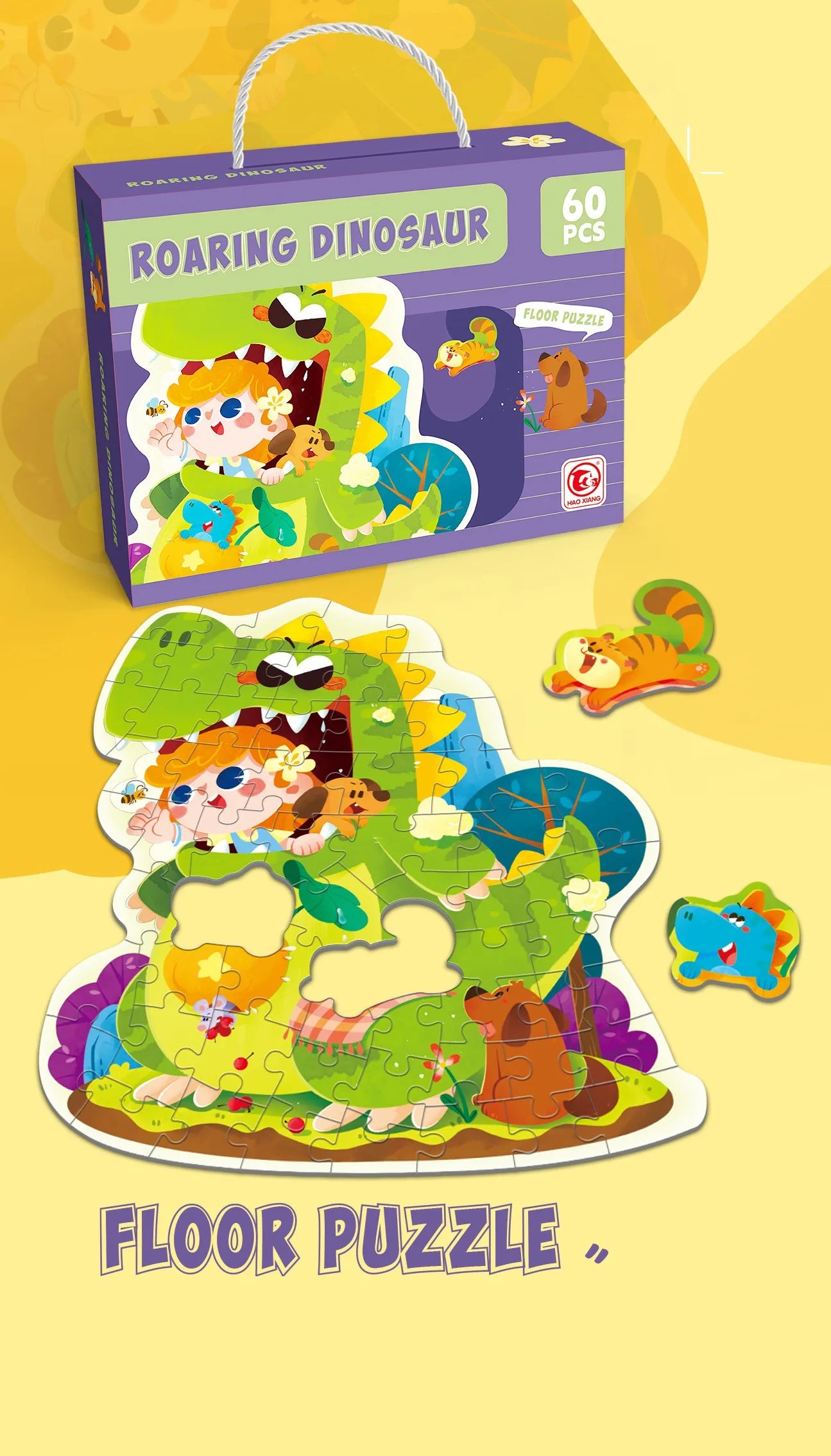 KTX-202835 Large Educational Floor Puzzle for Kids - 100 Cartoon Design with Gift Box