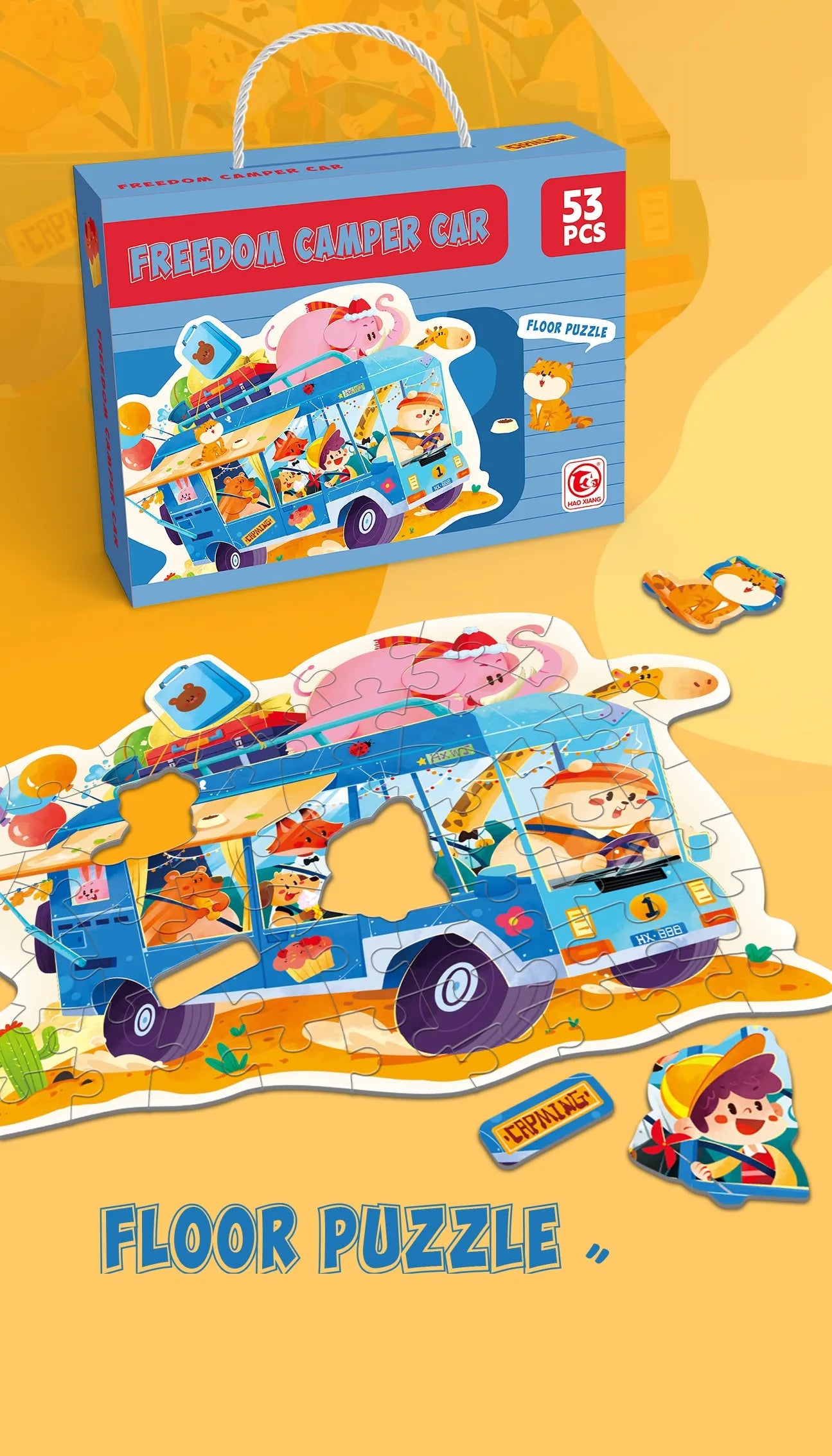 KTX-202835 Large Educational Floor Puzzle for Kids - 100 Cartoon Design with Gift Box