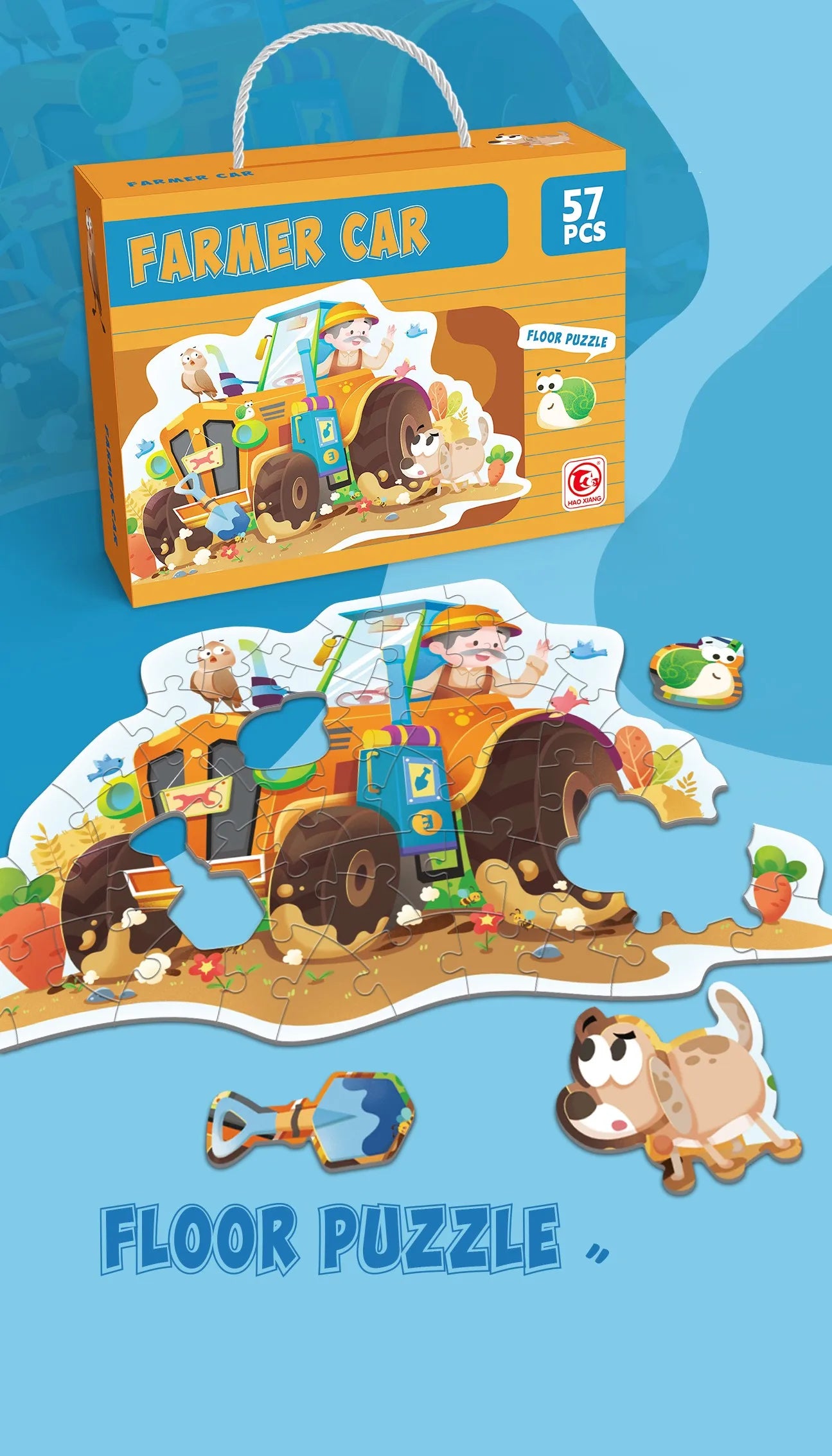 KTX-202835 Large Educational Floor Puzzle for Kids - 100 Cartoon Design with Gift Box
