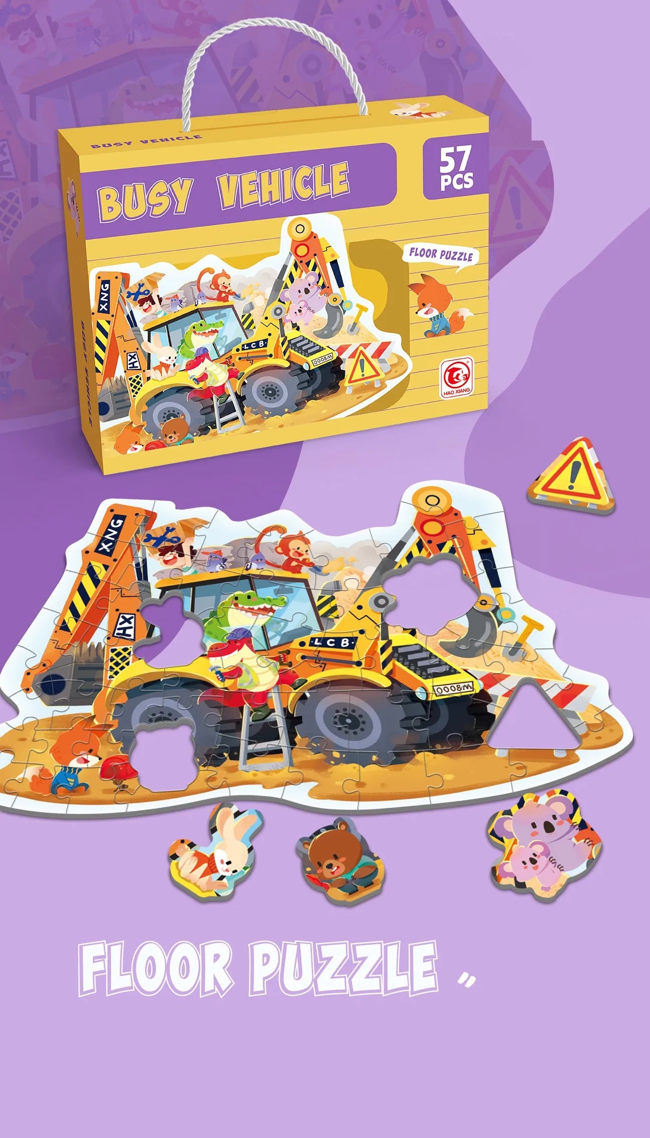 KTX-202835 Large Educational Floor Puzzle for Kids - 100 Cartoon Design with Gift Box