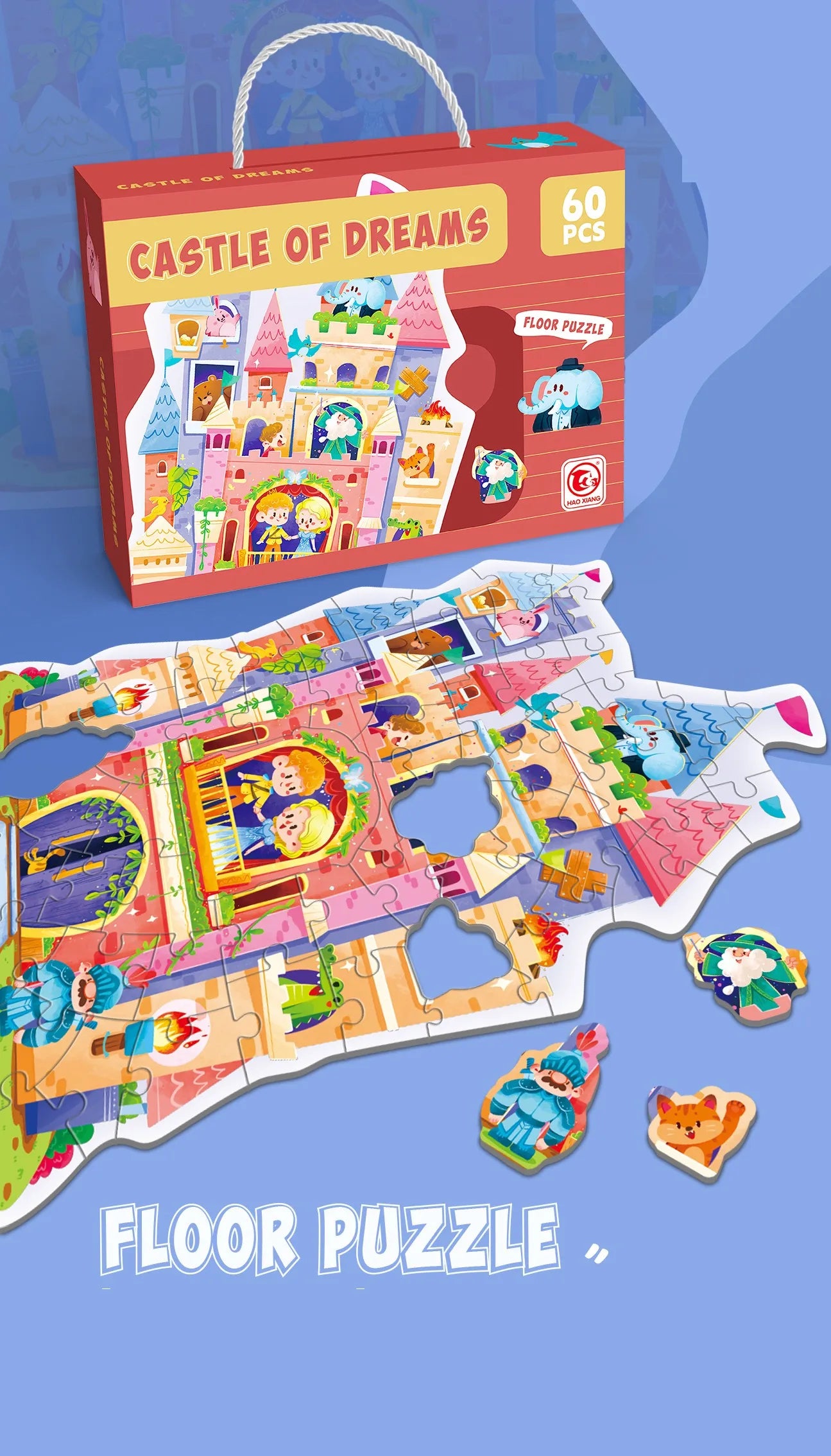 KTX-202835 Large Educational Floor Puzzle for Kids - 100 Cartoon Design with Gift Box
