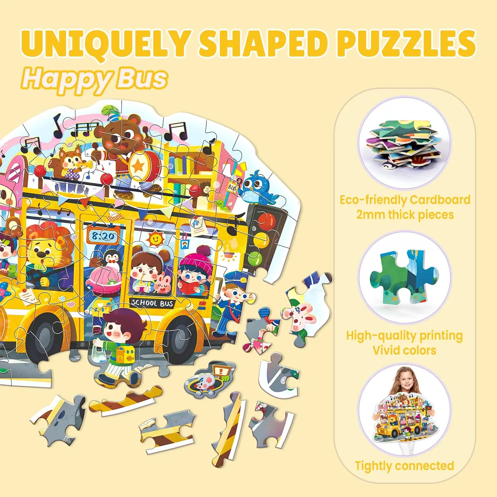 KTX-202835 Large Educational Floor Puzzle for Kids - 100 Cartoon Design with Gift Box