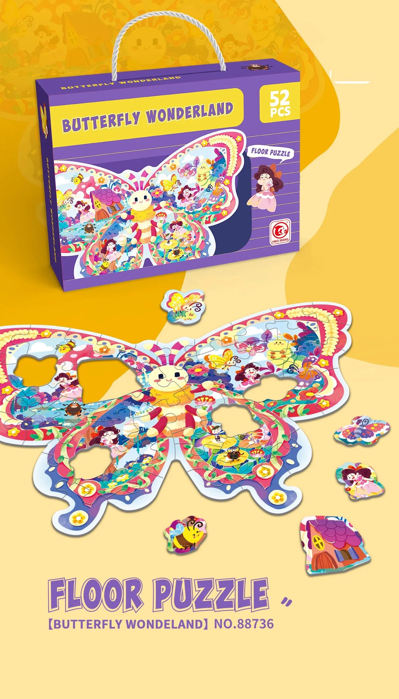 KTX-202835 Large Educational Floor Puzzle for Kids - 100 Cartoon Design with Gift Box