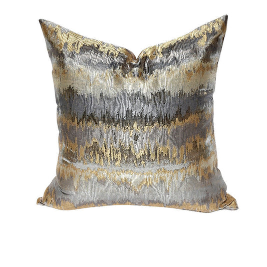 KTX-202963 Luxury Gray and Gold Striped Pillow Case and Cushion Cover, Multiple Sizes Available