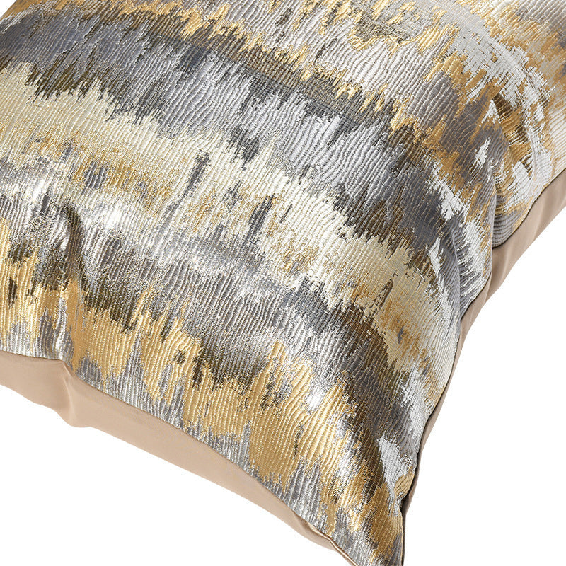 KTX-202963 Luxury Gray and Gold Striped Pillow Case and Cushion Cover, Multiple Sizes Available