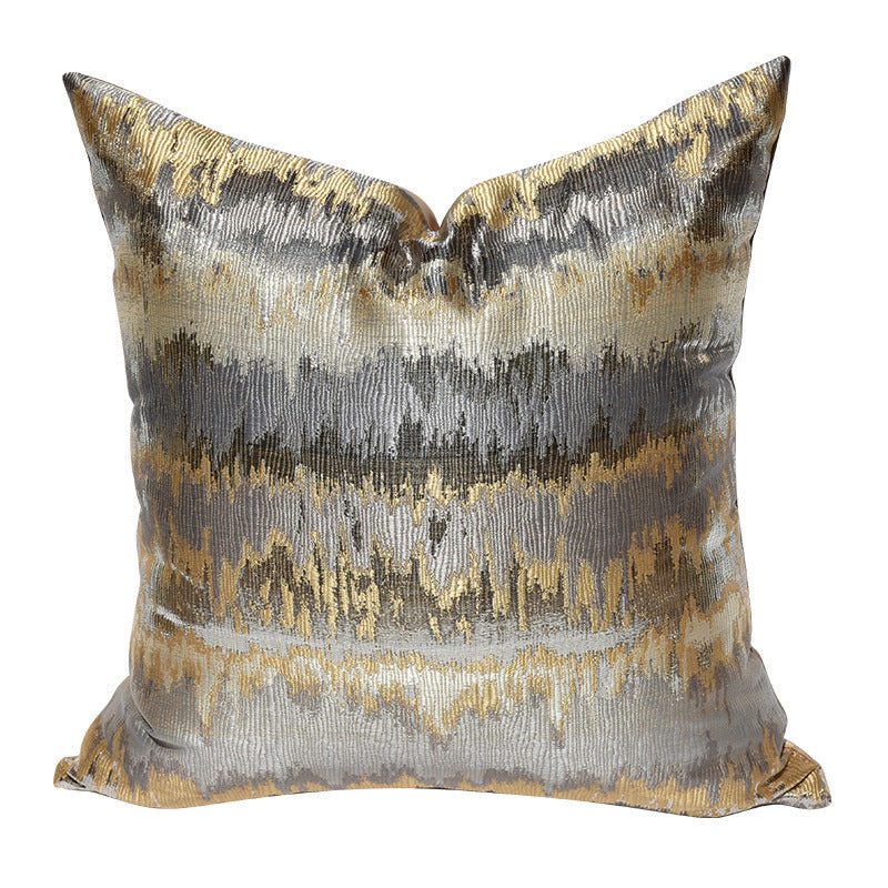 KTX-202963 Luxury Gray and Gold Striped Pillow Case and Cushion Cover, Multiple Sizes Available