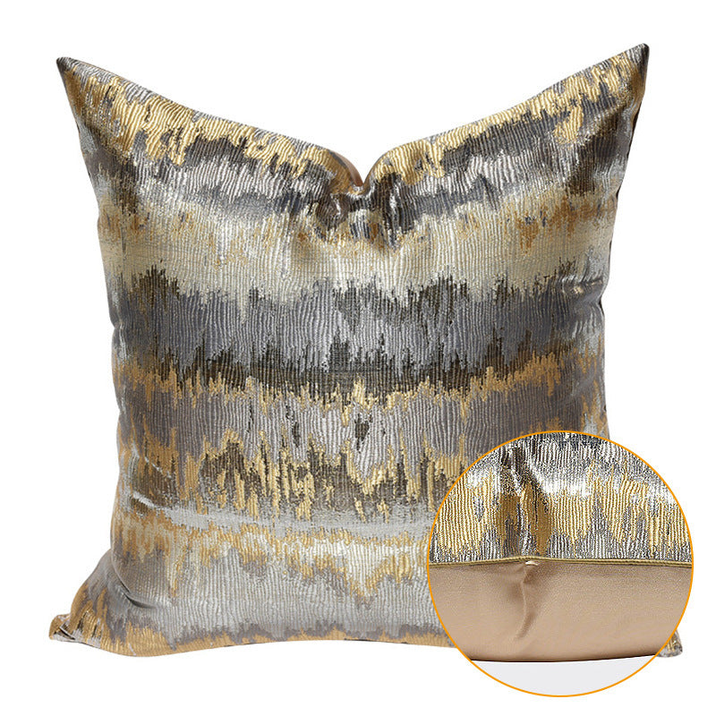 KTX-202963 Luxury Gray and Gold Striped Pillow Case and Cushion Cover, Multiple Sizes Available