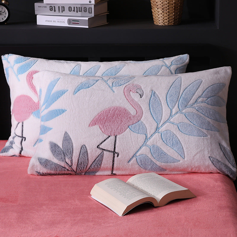 KTX-203155 Warm Flannel Cartoon Printed Fitted Sheet - Cozy Winter Mattress Cover in Various Design Options