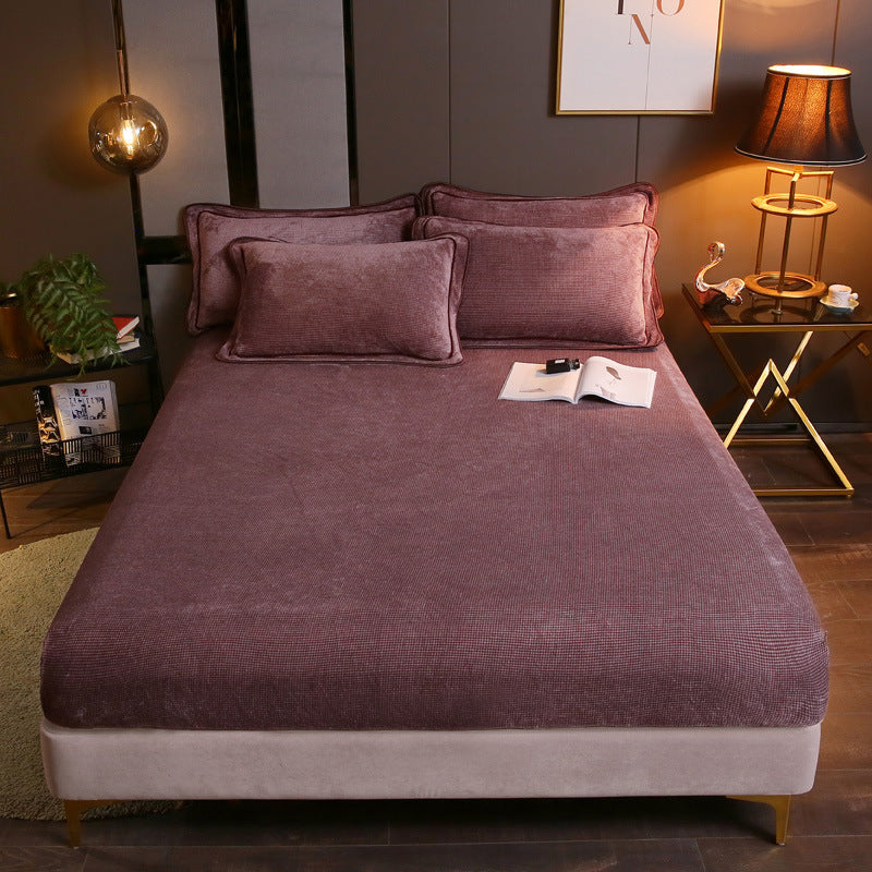 KTX-203155 Warm Flannel Cartoon Printed Fitted Sheet - Cozy Winter Mattress Cover in Various Design Options