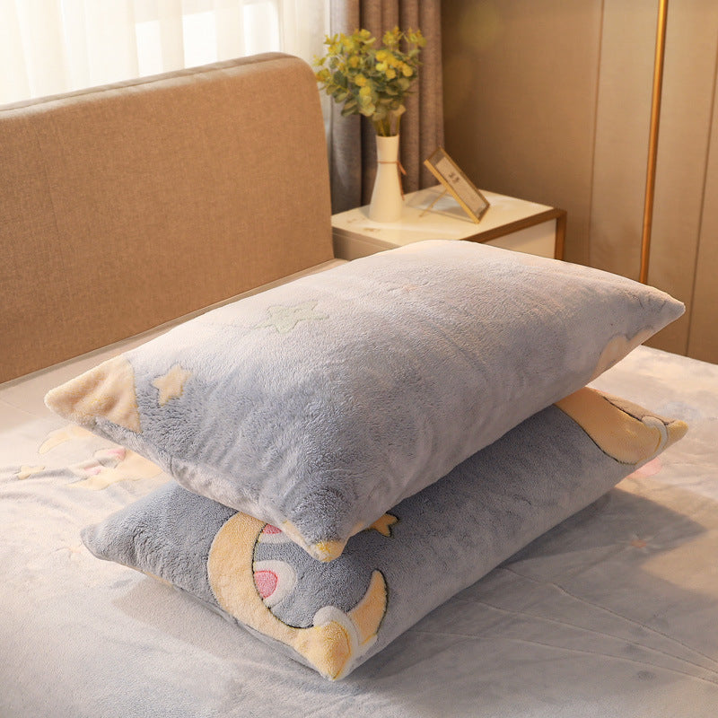 KTX-203155 Warm Flannel Cartoon Printed Fitted Sheet - Cozy Winter Mattress Cover in Various Design Options