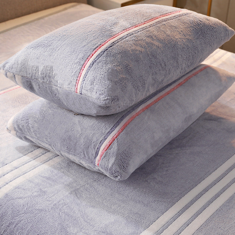 KTX-203155 Warm Flannel Cartoon Printed Fitted Sheet - Cozy Winter Mattress Cover in Various Design Options