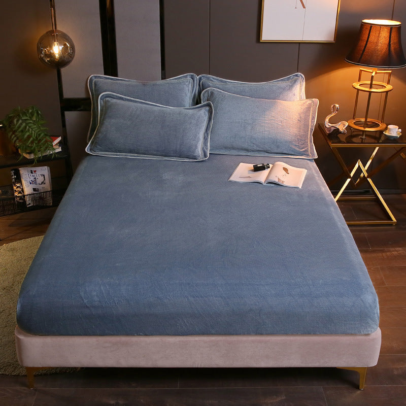 KTX-203155 Warm Flannel Cartoon Printed Fitted Sheet - Cozy Winter Mattress Cover in Various Design Options