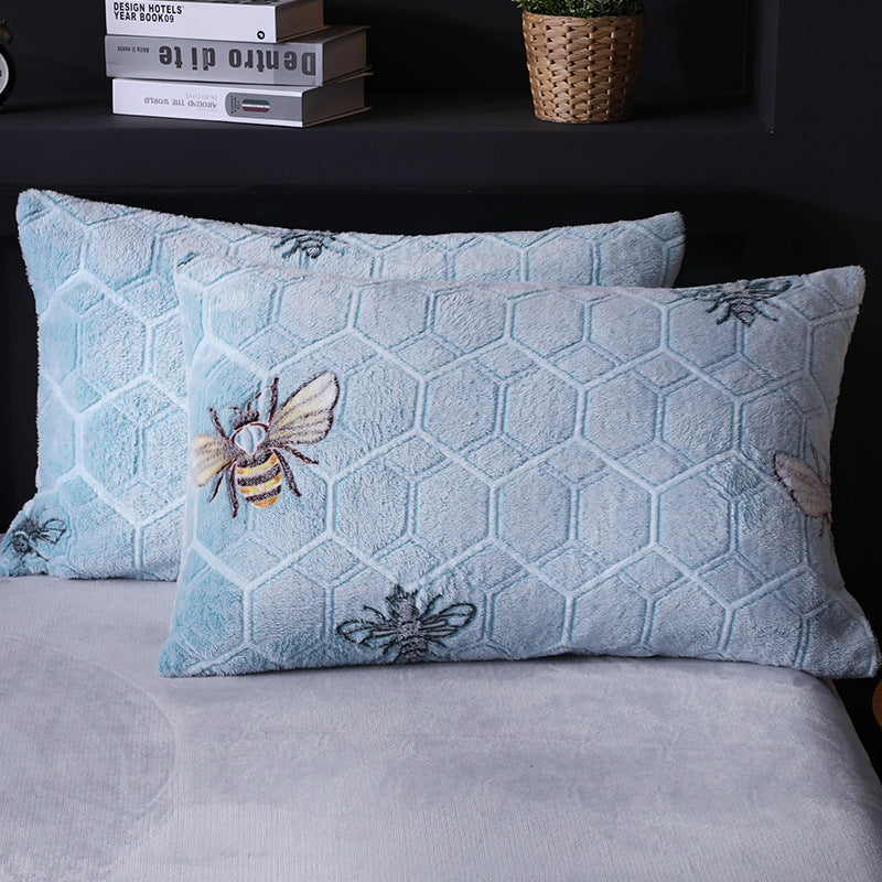 KTX-203155 Warm Flannel Cartoon Printed Fitted Sheet - Cozy Winter Mattress Cover in Various Design Options