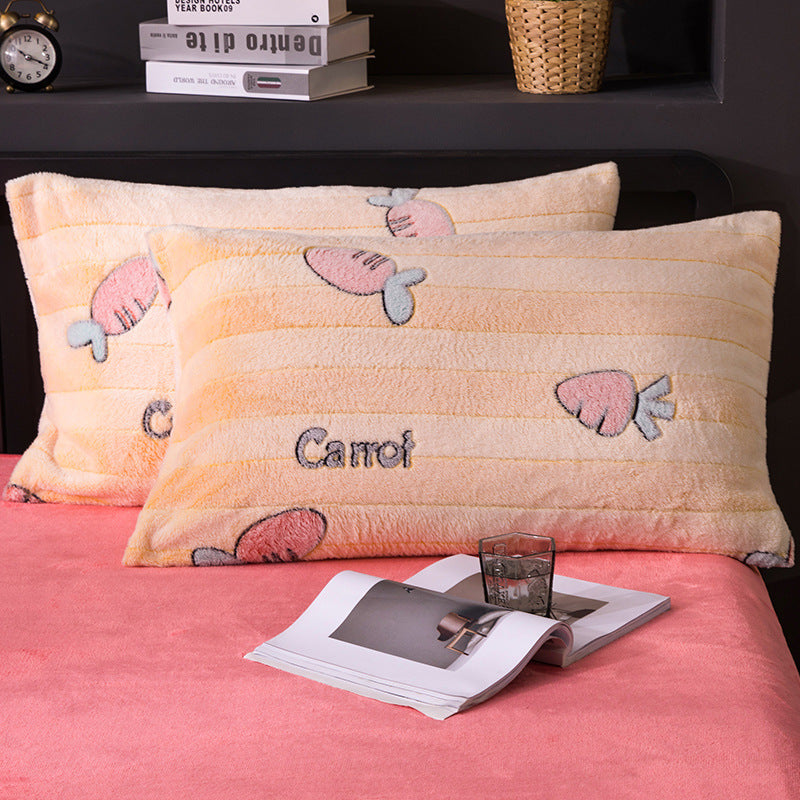 KTX-203155 Warm Flannel Cartoon Printed Fitted Sheet - Cozy Winter Mattress Cover in Various Design Options