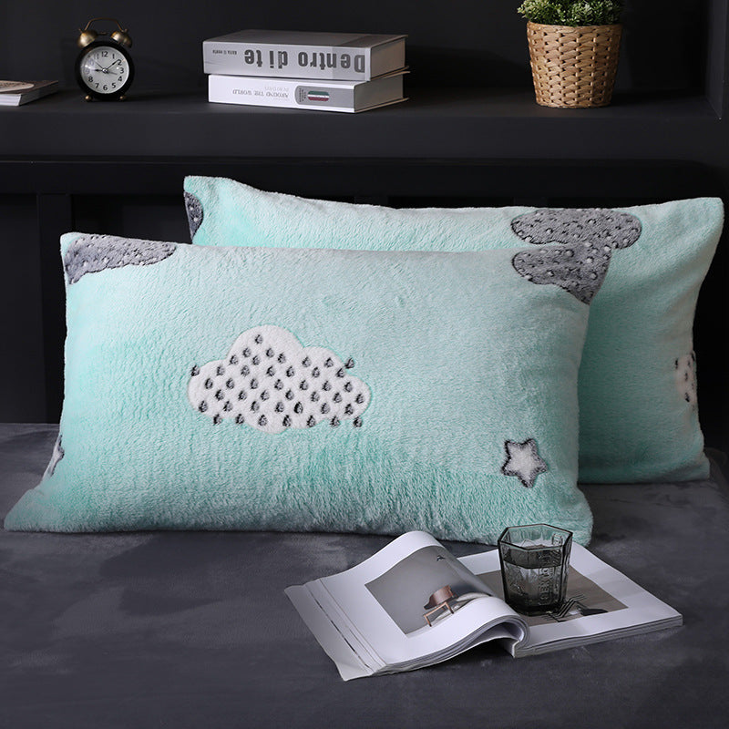 KTX-203155 Warm Flannel Cartoon Printed Fitted Sheet - Cozy Winter Mattress Cover in Various Design Options