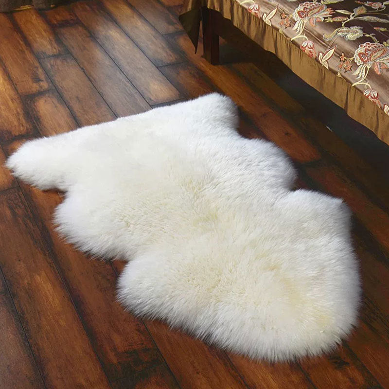 KTX-203475 Luxurious Australian Pure White Lambskin Wool Carpet - Long-Haired, 100mm Thick, 7 Sq Ft