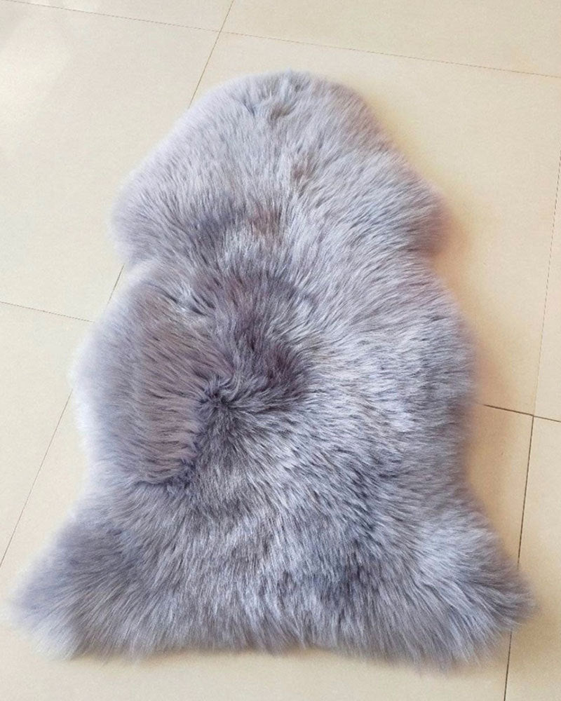 KTX-203475 Luxurious Australian Pure White Lambskin Wool Carpet - Long-Haired, 100mm Thick, 7 Sq Ft