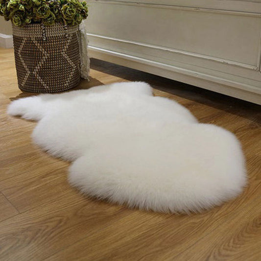 KTX-203475 Luxurious Australian Pure White Lambskin Wool Carpet - Long-Haired, 100mm Thick, 7 Sq Ft