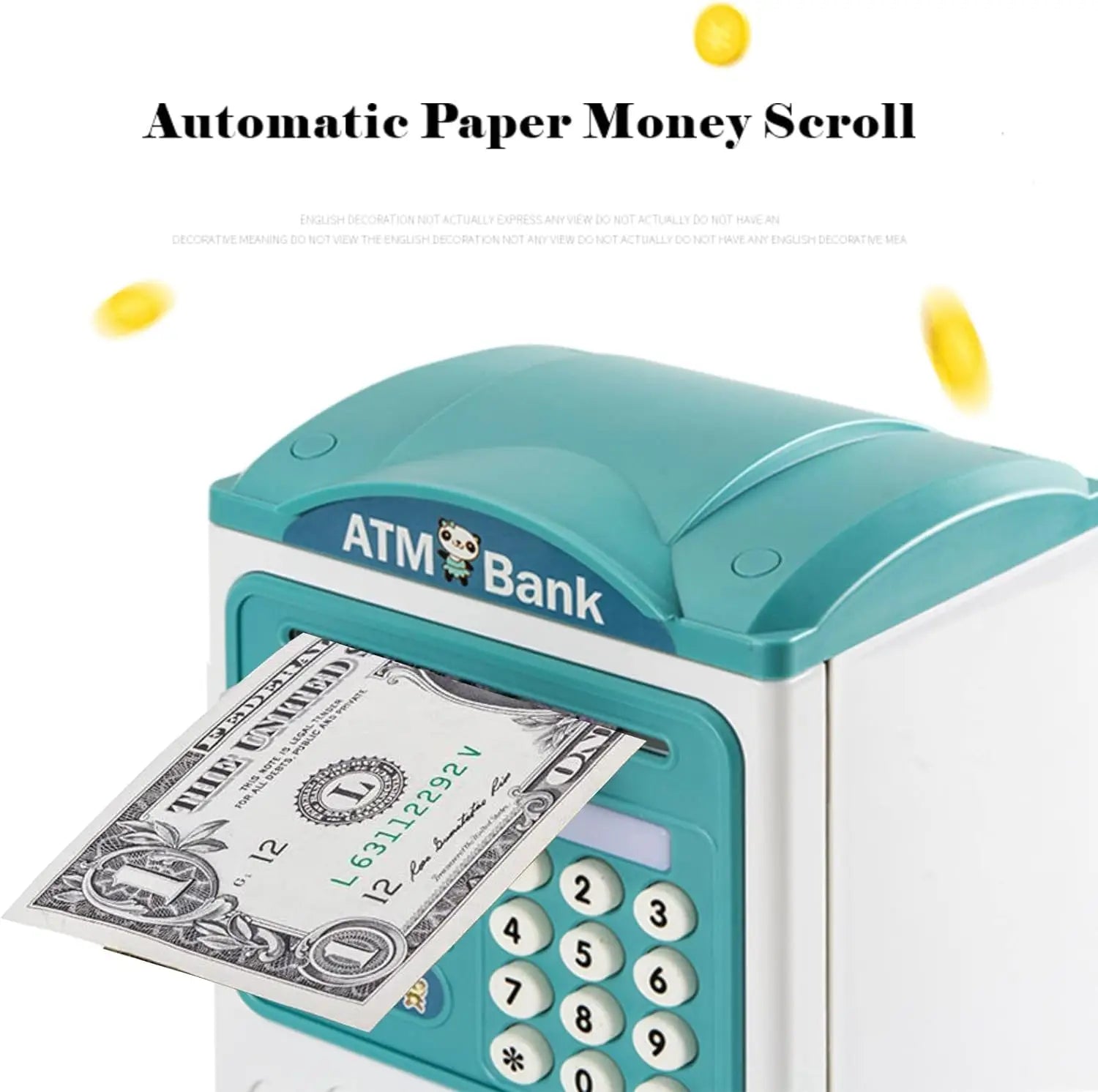 KTX-203987 Kids Electric ATM Piggy Bank Toy - Safe Plastic Money Box for Ages 2-12