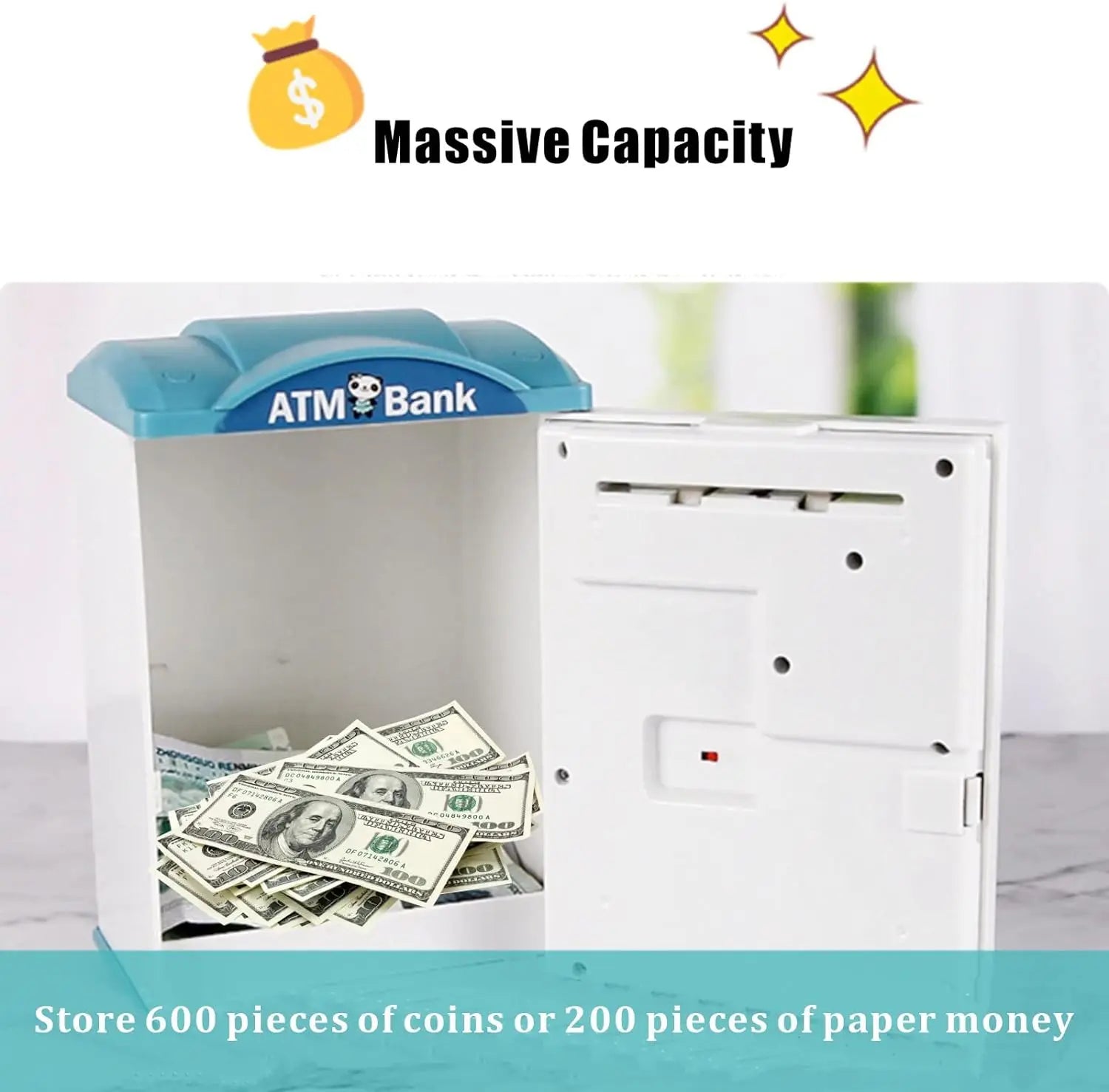 KTX-203987 Kids Electric ATM Piggy Bank Toy - Safe Plastic Money Box for Ages 2-12