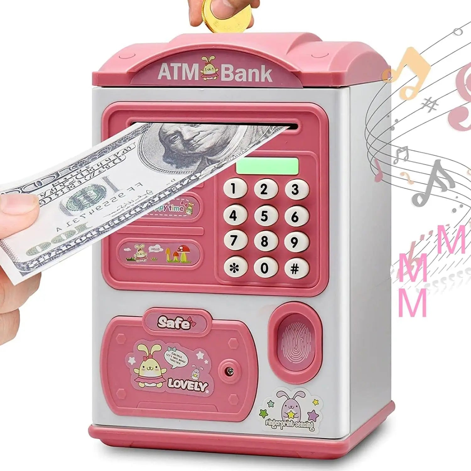 KTX-203987 Kids Electric ATM Piggy Bank Toy - Safe Plastic Money Box for Ages 2-12