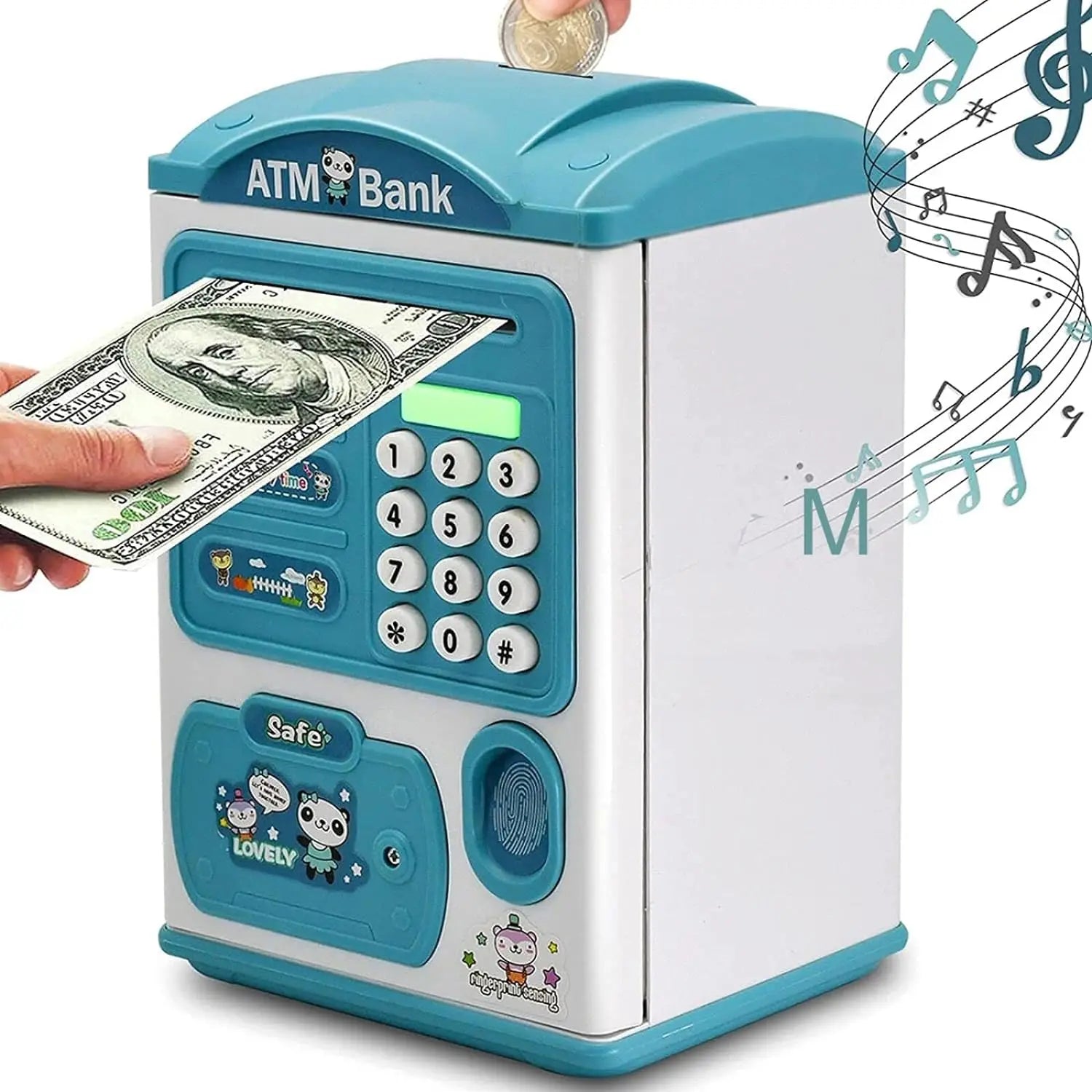 KTX-203987 Kids Electric ATM Piggy Bank Toy - Safe Plastic Money Box for Ages 2-12