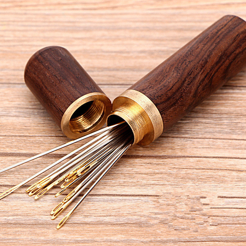 KTX-203987 Sandalwood Hand Sewing Needle Set for Embroidery and Quilting, Includes Steel Needles in a Convenient Box