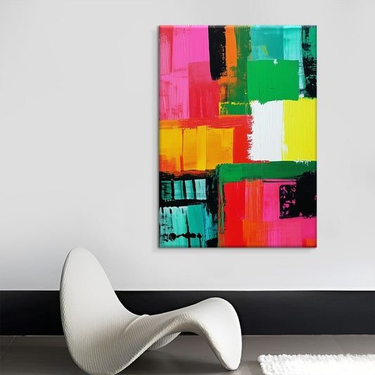 KTX-204243 Large Hand-Painted Abstract Oil Painting on Canvas - Colorful Modern Art for Office & Home Décor