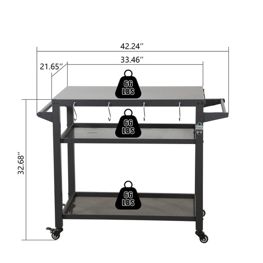 KTX-204819 Adjustable Outdoor Grill Cart with Compact and Durable Design for Easy Transport