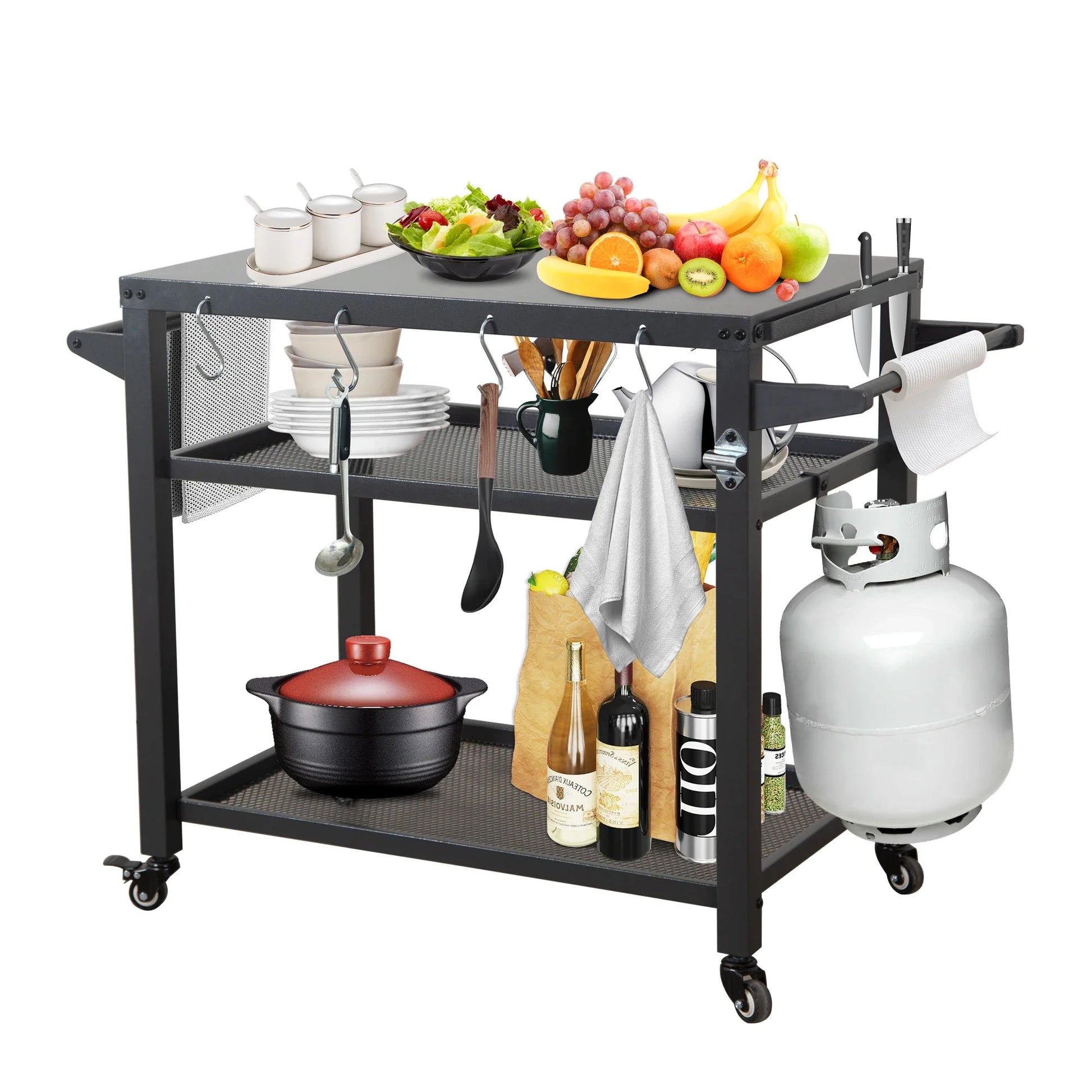 KTX-204819 Adjustable Outdoor Grill Cart with Compact and Durable Design for Easy Transport
