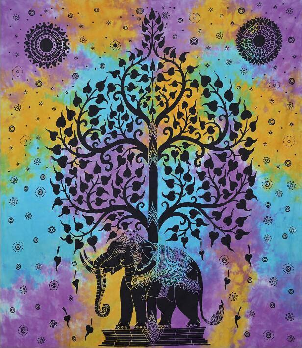 KTX-206163 Ethnic Printed Polyester Beach Tapestry Towel - Machine Washable, Rectangle Shape