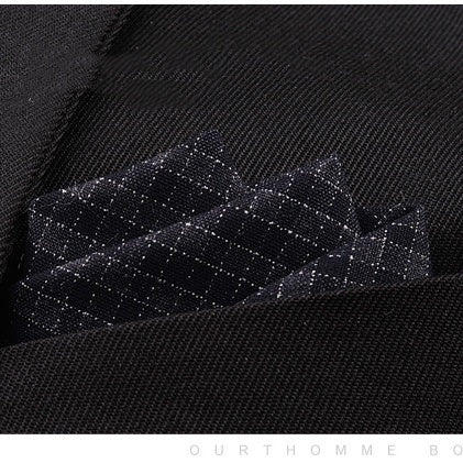 KTX-206291 Men's Striped Cotton Suit with Pockets and Matching Square Scarf