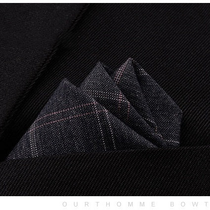 KTX-206291 Men's Striped Cotton Suit with Pockets and Matching Square Scarf