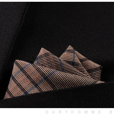 KTX-206291 Men's Striped Cotton Suit with Pockets and Matching Square Scarf