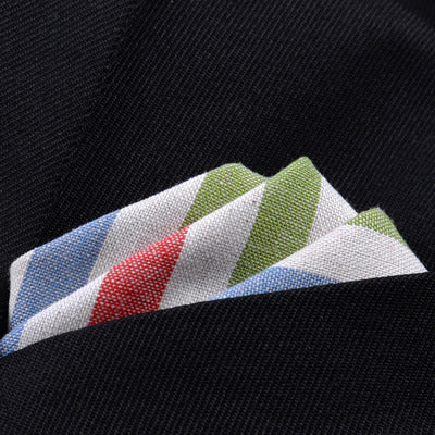 KTX-206291 Men's Striped Cotton Suit with Pockets and Matching Square Scarf