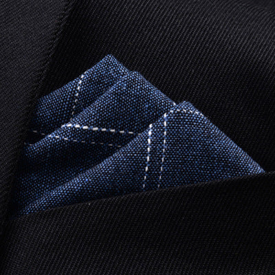 KTX-206291 Men's Striped Cotton Suit with Pockets and Matching Square Scarf