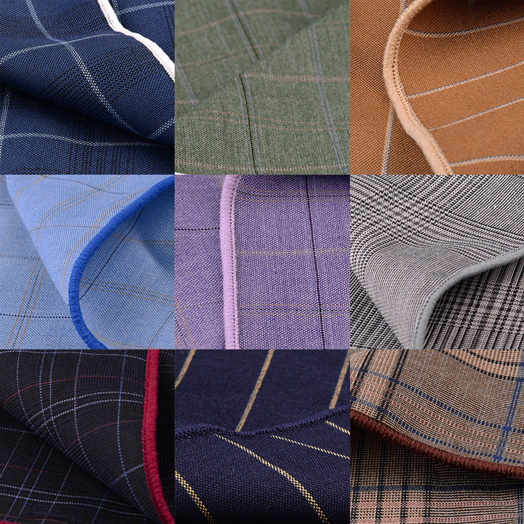 KTX-206291 Men's Striped Cotton Suit with Pockets and Matching Square Scarf