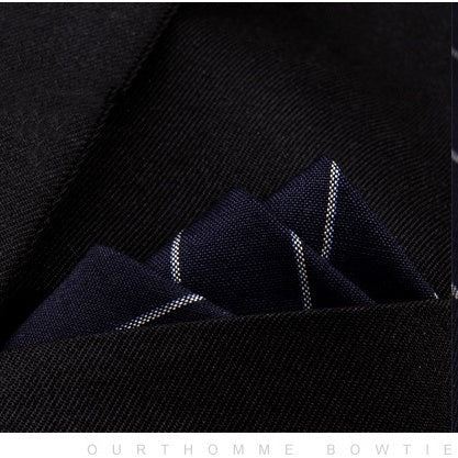 KTX-206291 Men's Striped Cotton Suit with Pockets and Matching Square Scarf