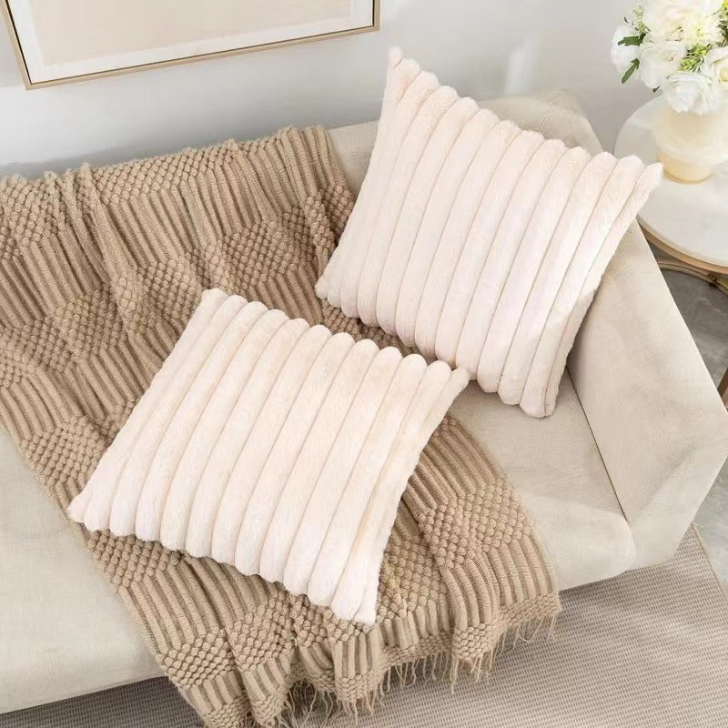 KTX-206419 Plush Vertical Striped Pillowcase in Multiple Colors