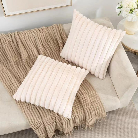 KTX-206419 Plush Vertical Striped Pillowcase in Multiple Colors