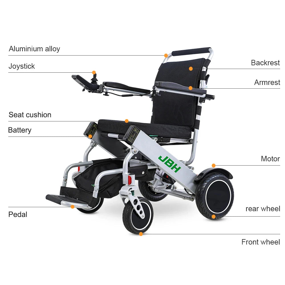 KTX-206483 Lightweight Folding Electric Wheelchair D06 with Dual Battery and 120kg Capacity